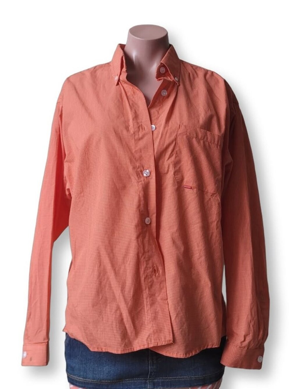 Big Bang Oversized Red Plaid Picnic Pattern Button Down Shirt (XL)
